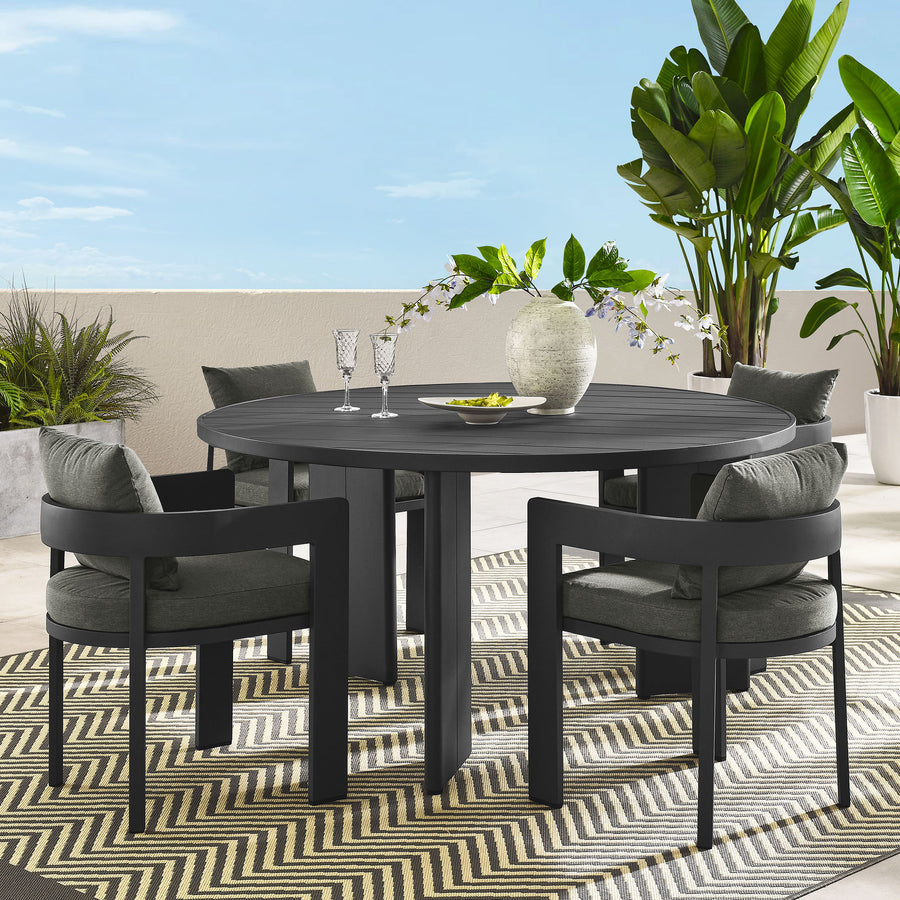Aspen 5-Piece Outdoor Patio Aluminum Dining Set in Gray Charcoal