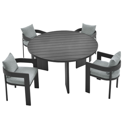 Tahoe 5-Piece Outdoor Patio Aluminum Dining Set in Gray Gray