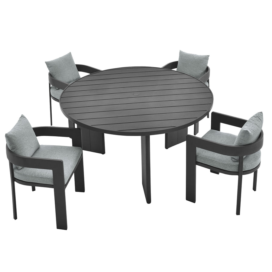 Aspen 5-Piece Outdoor Patio Aluminum Dining Set in Gray Gray