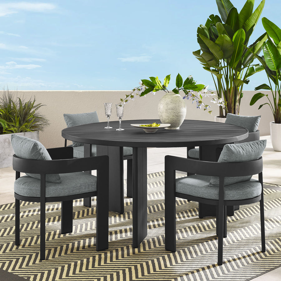 Aspen 5-Piece Outdoor Patio Aluminum Dining Set in Gray Gray
