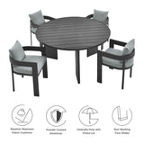 Aspen 5-Piece Outdoor Patio Aluminum Dining Set in Gray Gray