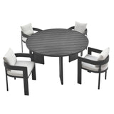 Aspen 5-Piece Outdoor Patio Aluminum Dining Set in Gray White