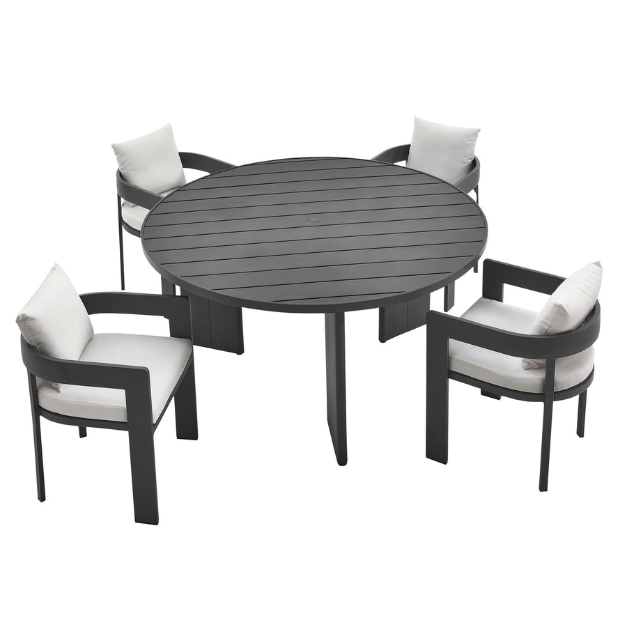 Aspen 5-Piece Outdoor Patio Aluminum Dining Set in Gray White