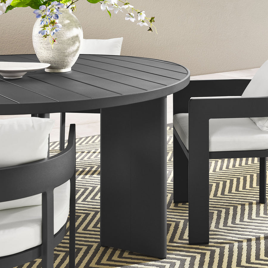 Aspen 5-Piece Outdoor Patio Aluminum Dining Set in Gray White