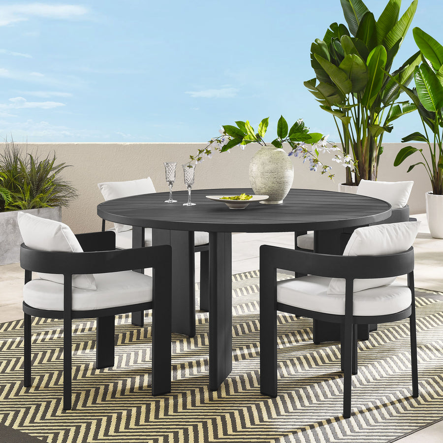 Aspen 5-Piece Outdoor Patio Aluminum Dining Set in Gray White