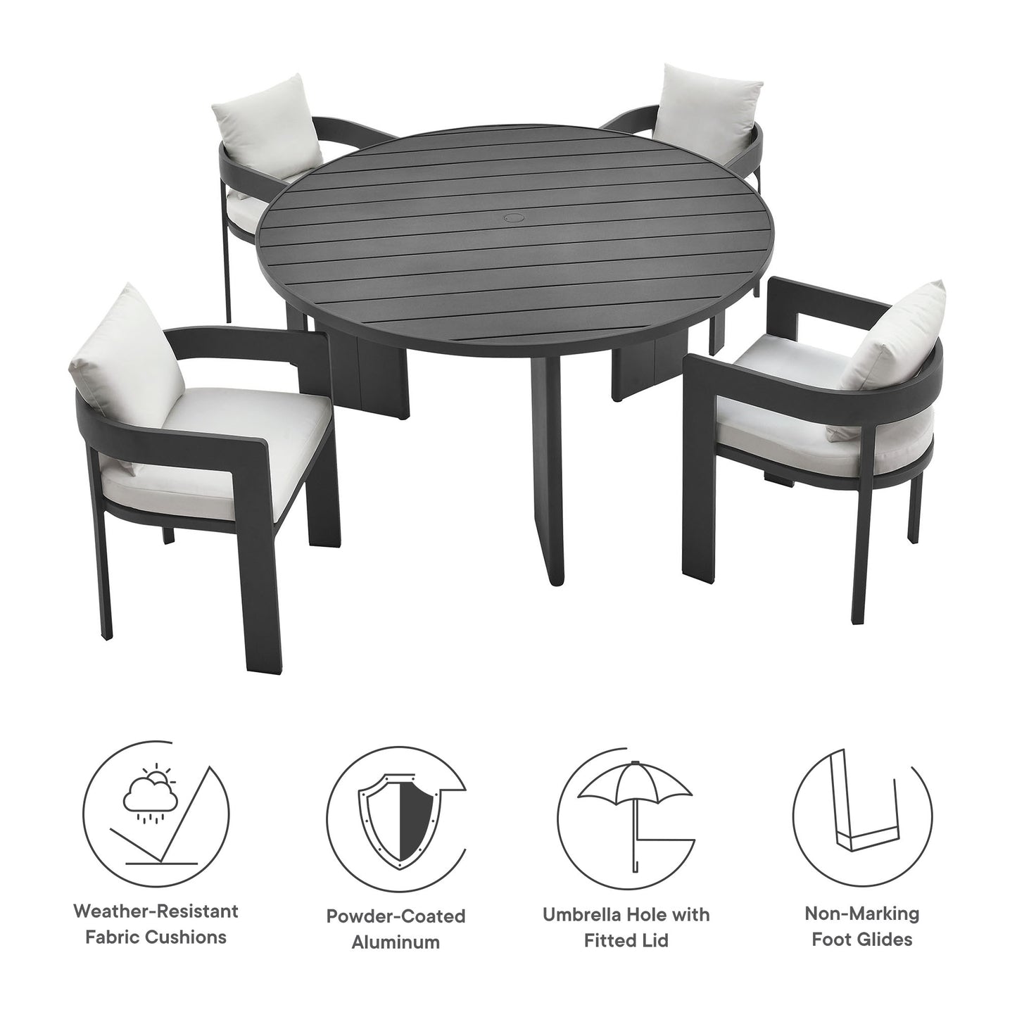 Tahoe 5-Piece Outdoor Patio Aluminum Dining Set by Furniture For America