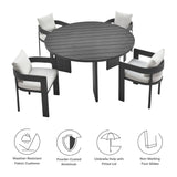 Aspen 5-Piece Outdoor Patio Aluminum Dining Set in Gray White