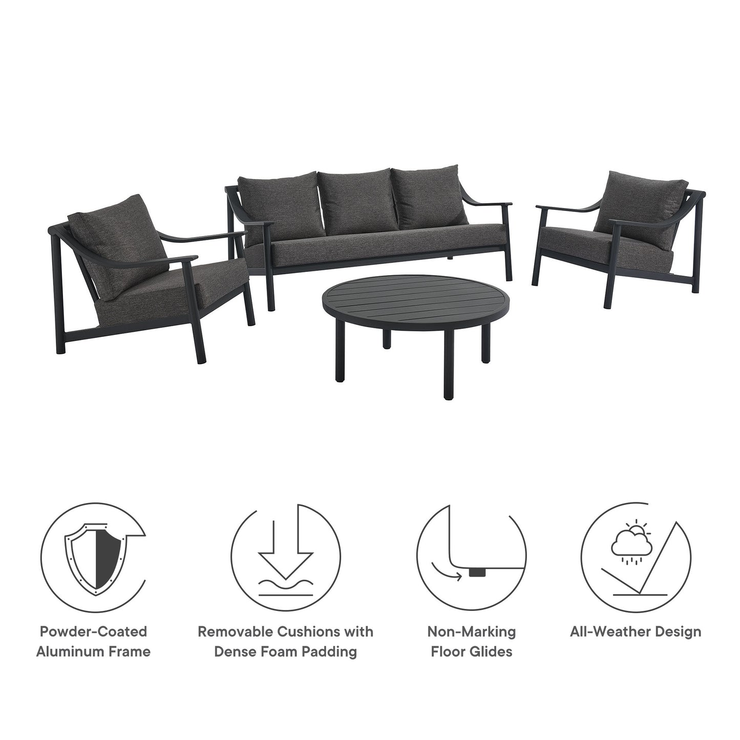 Terrace 4-Piece Outdoor Patio Aluminum Furniture Set by Furniture For America