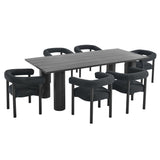 Atelier 7-Piece Rectangular Outdoor Patio Aluminum Dining Table and Chairs Set in Charcoal Graphite