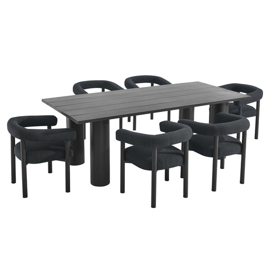 Nautica 7-Piece Rectangular Outdoor Patio Aluminum Dining Table and Chairs Set by Furniture For America