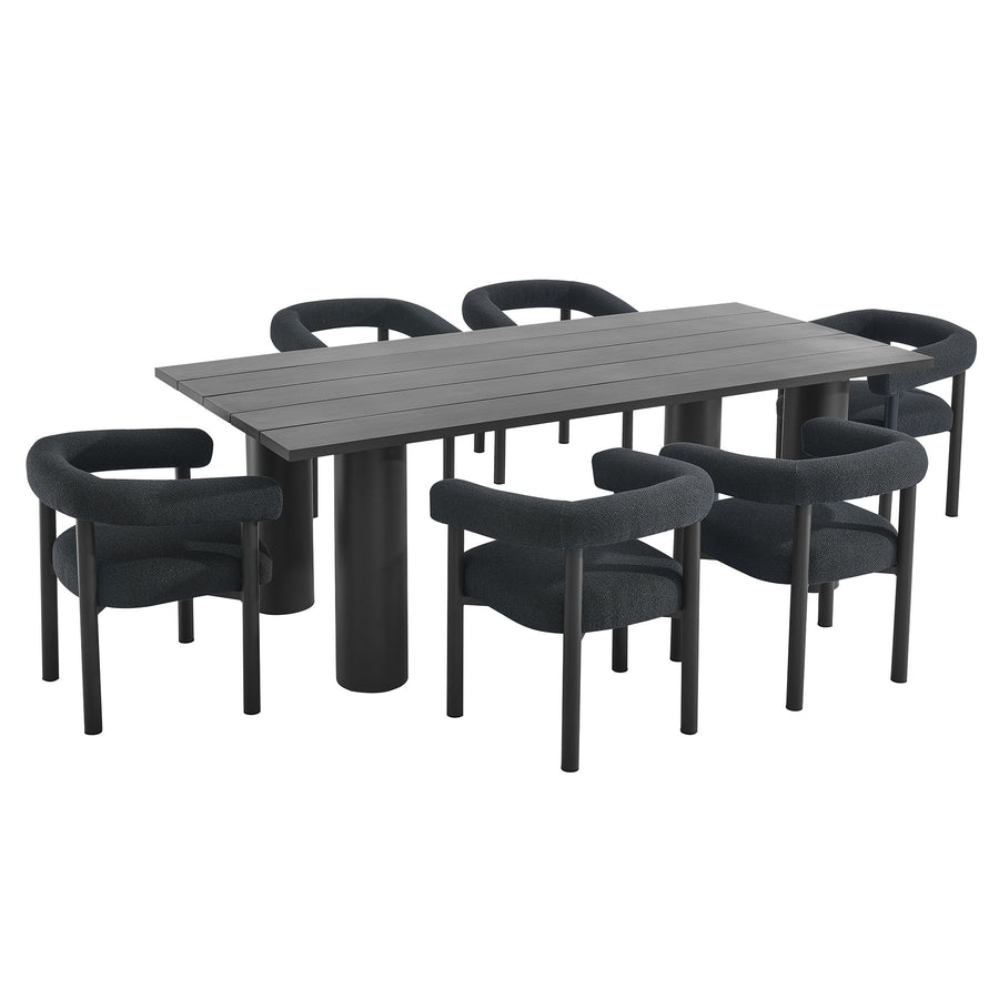 Atelier 7-Piece Rectangular Outdoor Patio Aluminum Dining Table and Chairs Set in Charcoal Graphite