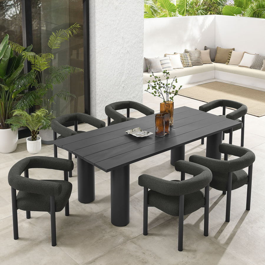 Atelier 7-Piece Rectangular Outdoor Patio Aluminum Dining Table and Chairs Set in Charcoal Graphite