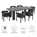 Atelier 7-Piece Rectangular Outdoor Patio Aluminum Dining Table and Chairs Set in Charcoal Graphite