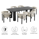 Atelier 7-Piece Rectangular Outdoor Patio Aluminum Dining Table and Chairs Set in Ivory Graphite