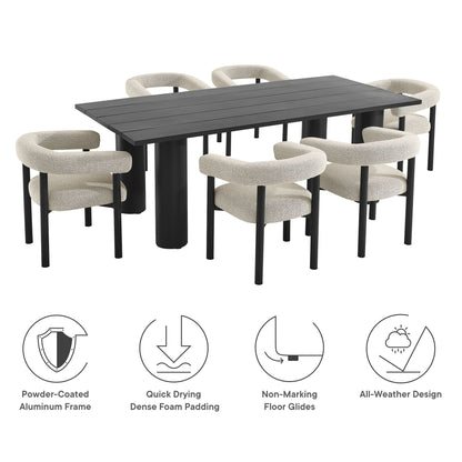 Nautica 7-Piece Rectangular Outdoor Patio Aluminum Dining Table and Chairs Set by Furniture For America