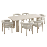 Atelier 7-Piece Rectangular Outdoor Patio Aluminum Dining Table and Chairs Set in Ivory Taupe
