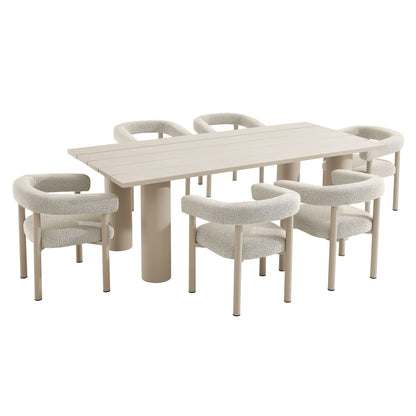 Nautica 7-Piece Rectangular Outdoor Patio Aluminum Dining Table and Chairs Set by Furniture For America