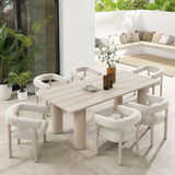 Atelier 7-Piece Rectangular Outdoor Patio Aluminum Dining Table and Chairs Set in Ivory Taupe