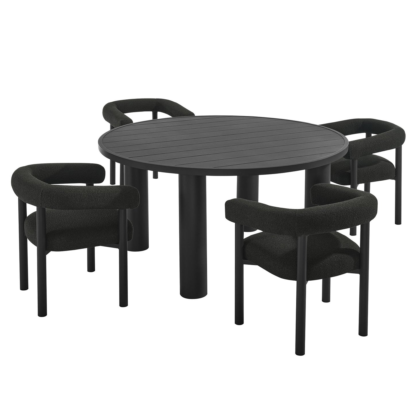 Nautica 5-Piece Round Outdoor Patio Aluminum Dining Table and Chairs Set by Furniture For America