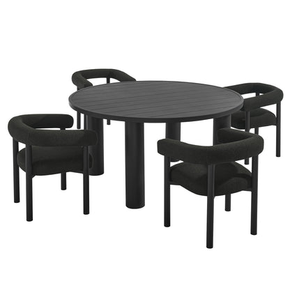 Nautica 5-Piece Round Outdoor Patio Aluminum Dining Table and Chairs Set by Furniture For America