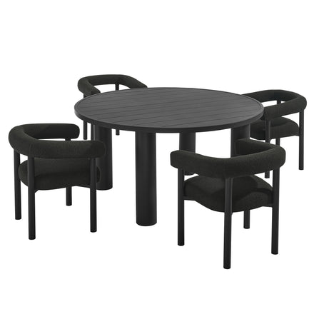 Nautica 5-Piece Round Outdoor Patio Aluminum Dining Table and Chairs Set in Charcoal Graphite