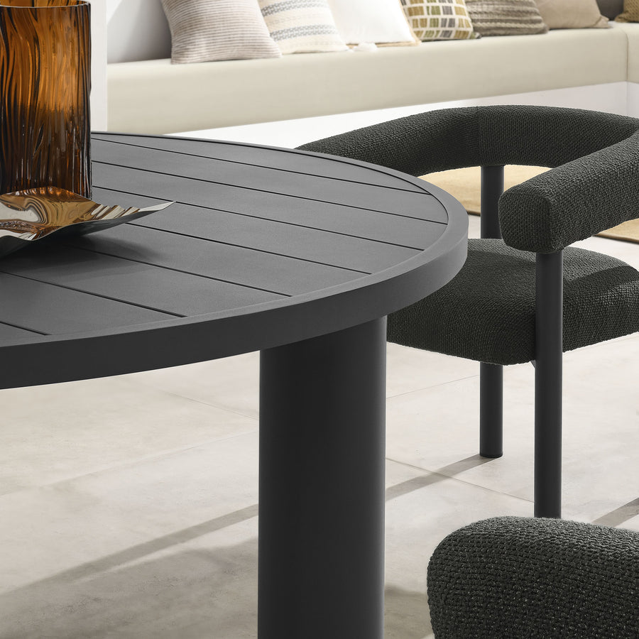 Atelier 5-Piece Round Outdoor Patio Aluminum Dining Table and Chairs Set in Charcoal Graphite