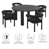 Atelier 5-Piece Round Outdoor Patio Aluminum Dining Table and Chairs Set in Charcoal Graphite