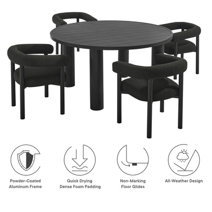Nautica 5-Piece Round Outdoor Patio Aluminum Dining Table and Chairs Set by Furniture For America