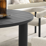 Atelier 5-Piece Round Outdoor Patio Aluminum Dining Table and Chairs Set in Ivory Graphite
