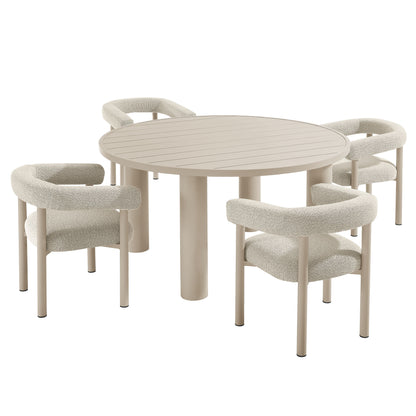 Nautica 5-Piece Round Outdoor Patio Aluminum Dining Table and Chairs Set by Furniture For America