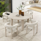Atelier 5-Piece Round Outdoor Patio Aluminum Dining Table and Chairs Set in Ivory Taupe