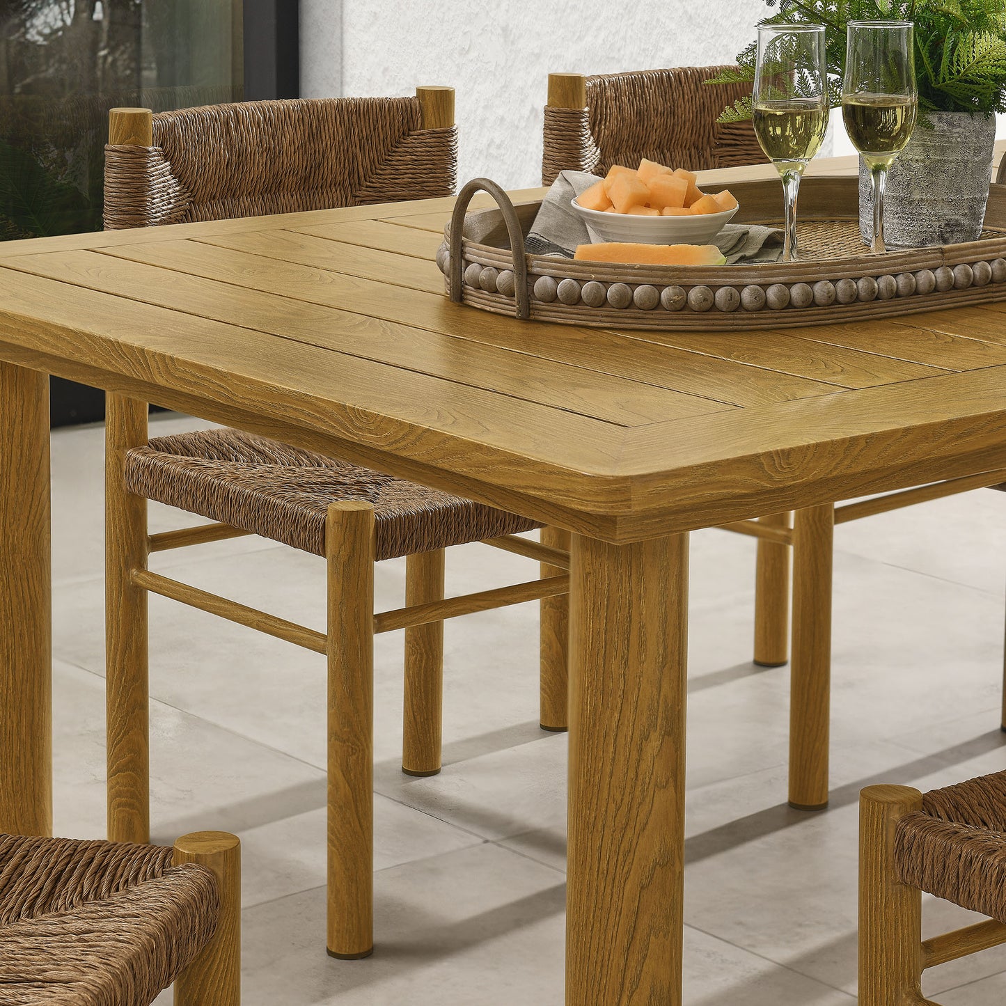 Parkland 7-Piece Rectangular Outdoor Patio Rattan and Aluminum Dining Table and Chairs Set by Furniture For America