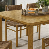 Loft 7-Piece Rectangular Outdoor Patio Rattan and Aluminum Dining Table and Chairs Set in Natural
