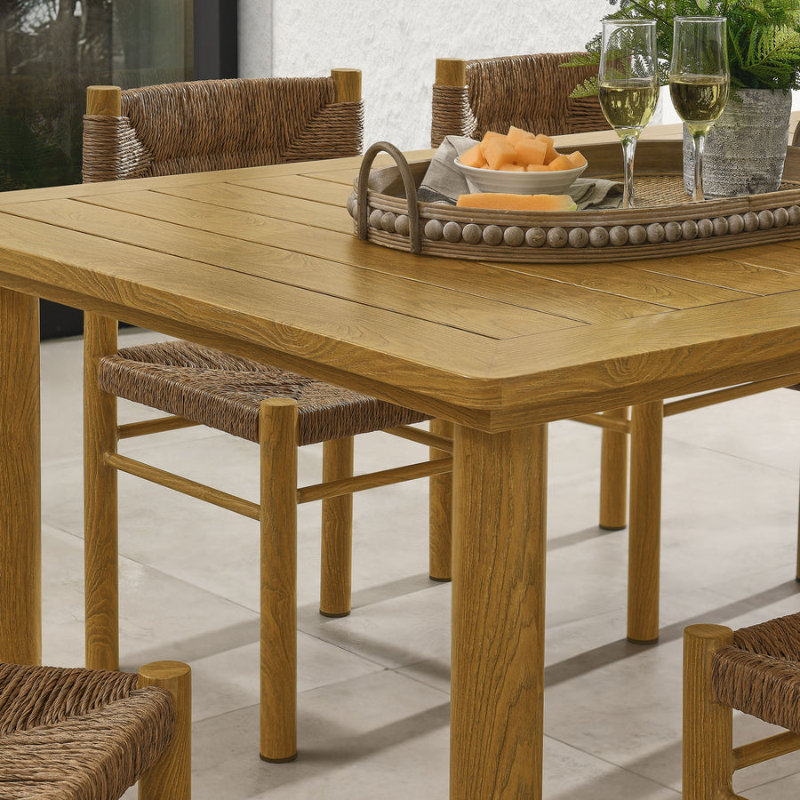 Loft 7-Piece Rectangular Outdoor Patio Rattan and Aluminum Dining Table and Chairs Set in Natural