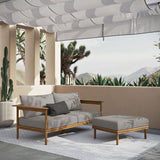 Basalt 2-Piece Outdoor Patio Teak Wood Sofa and Ottoman Set in Natural Driftwood