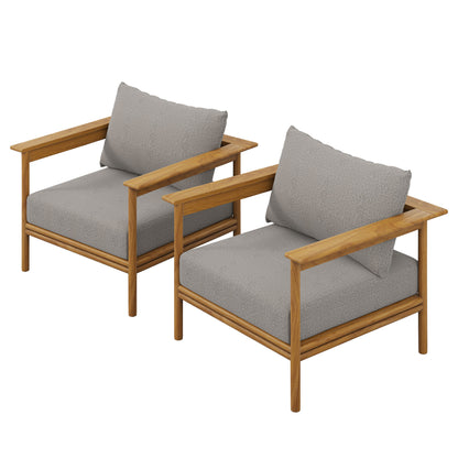 Wren Outdoor Patio Teak Wood Armchair Set of 2 by Furniture For America