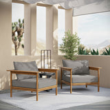 Basalt Outdoor Patio Teak Wood Armchair Set of 2 in Natural Driftwood