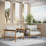 Basalt Outdoor Patio Teak Wood Armchair Set of 2 in Natural Sail