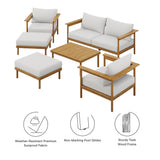 Basalt 6-Piece Outdoor Patio Teak Wood Furniture Set in Natural Sail