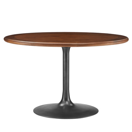 Lippa 48" Round Pedestal Solid Wood Dining Table in Black Walnut