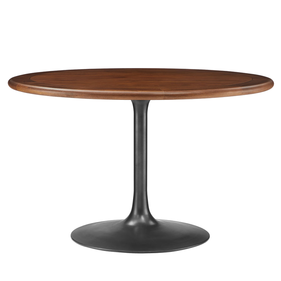 Lumen 48" Round Pedestal Solid Wood Dining Table in Black Walnut