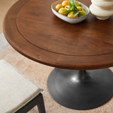 Lumen 48" Round Pedestal Solid Wood Dining Table in Black Walnut