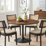 Lumen 48" Round Pedestal Solid Wood Dining Table in Black Walnut