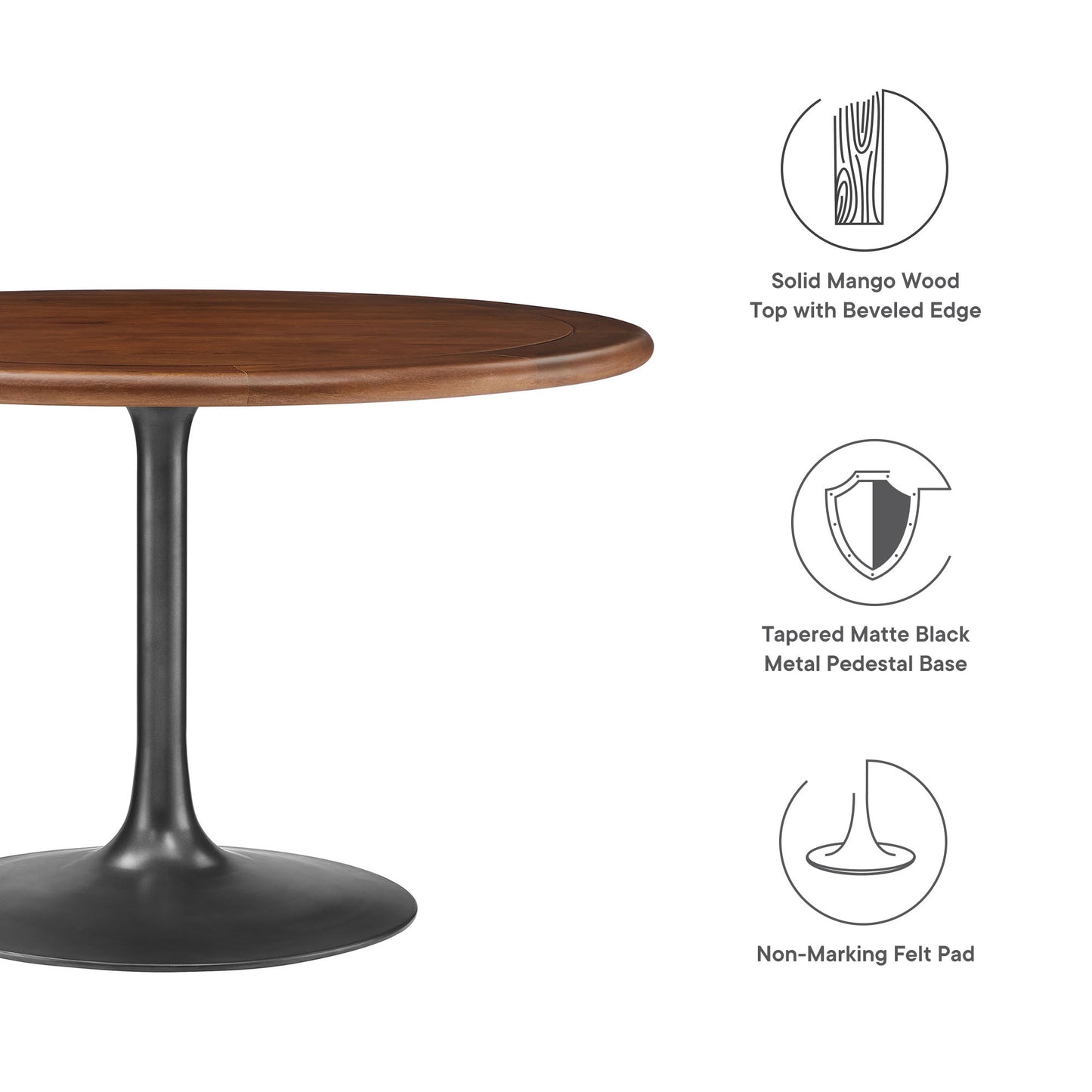 Lippa 48" Round Pedestal Solid Wood Dining Table by Furniture For America