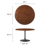 Lumen 48" Round Pedestal Solid Wood Dining Table in Black Walnut