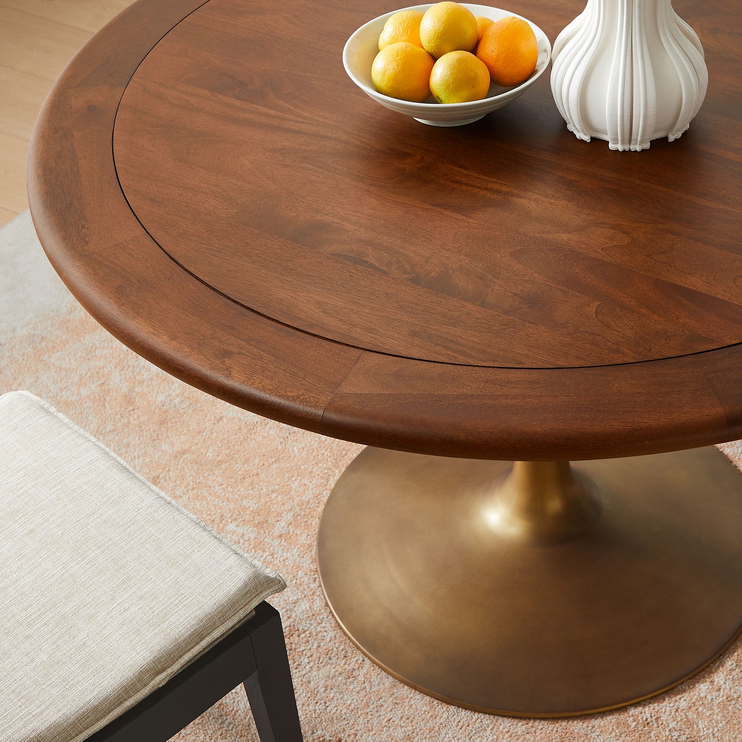 Lippa 48" Round Pedestal Solid Wood Dining Table by Furniture For America