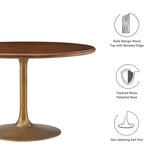Lumen 48" Round Pedestal Solid Wood Dining Table in Brass Walnut