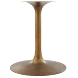 Lumen 60" Round Pedestal Solid Wood Dining Table in Brass Walnut