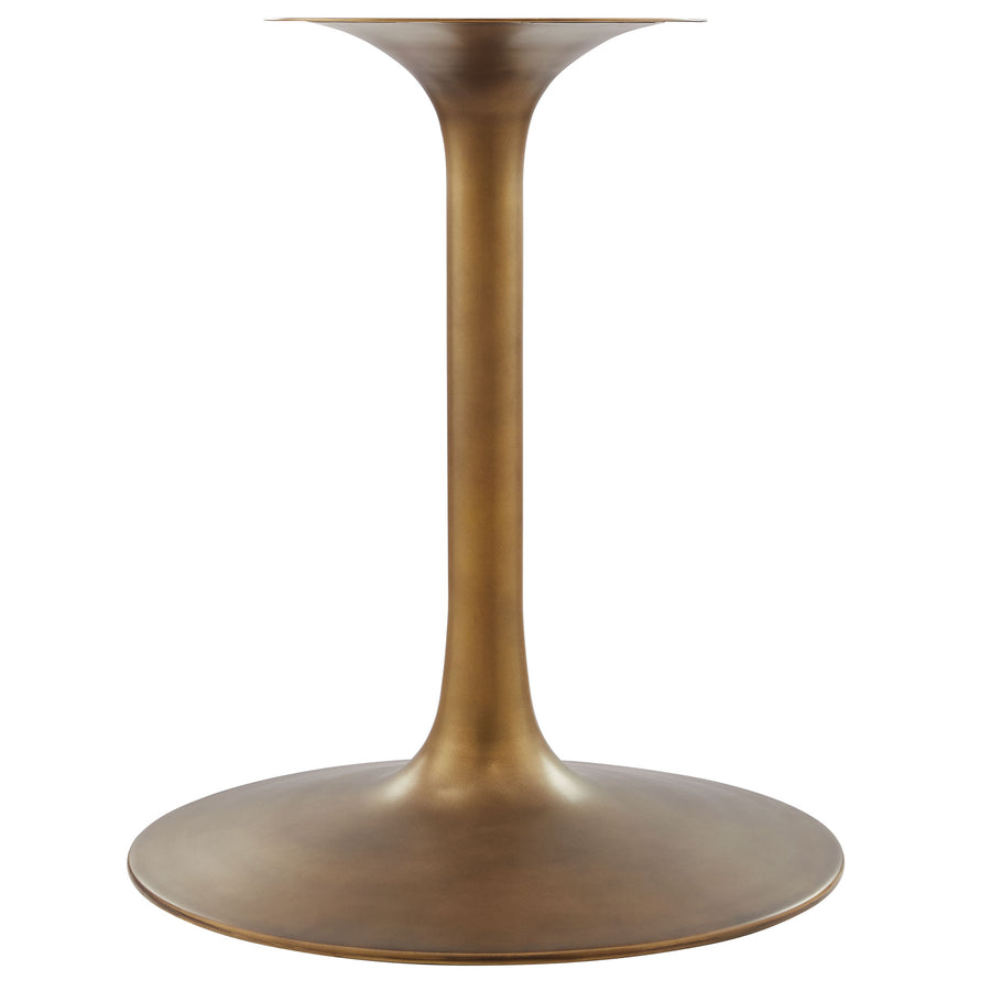 Lumen 60" Round Pedestal Solid Wood Dining Table in Brass Walnut
