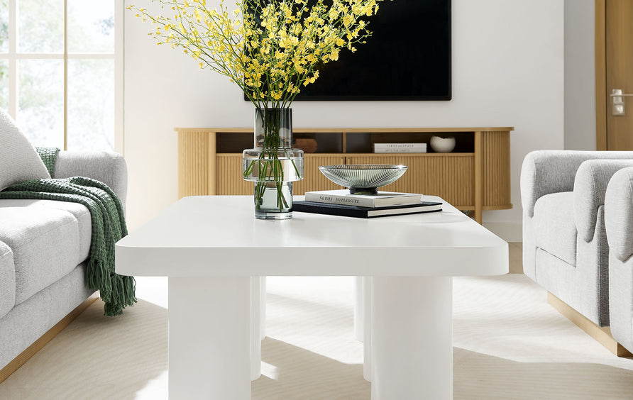 Coralie 54" Rectangular Coffee Table in White